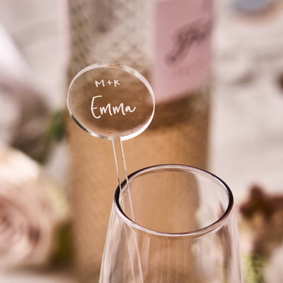 Engraved Personalised Clear Drink Stirrers