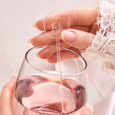 Engraved Personalised Clear Drink Stirrers