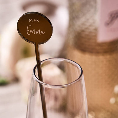 Engraved Personalised Mirror Bronze Drink Stirrers