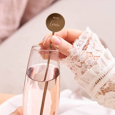 Engraved Personalised Mirror Bronze Drink Stirrers