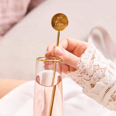 Engraved Personalised Mirror Gold Drink Stirrers