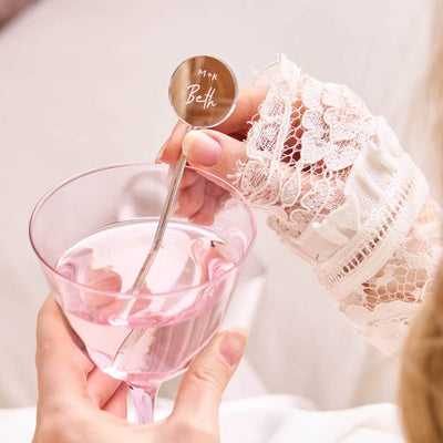 Engraved Personalised Mirror Silver Drink Stirrer