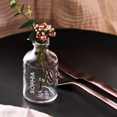 Engraved Place Setting Vase Favour