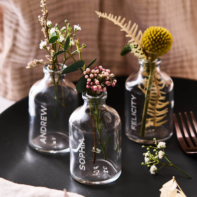 Engraved Place Setting Vase Favour