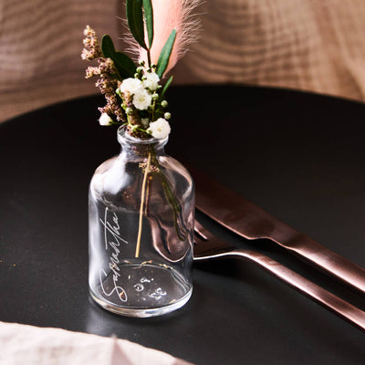 Engraved Place Setting Vase Favour