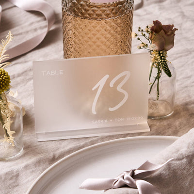 Personalised Frosted Wedding Table Numbers