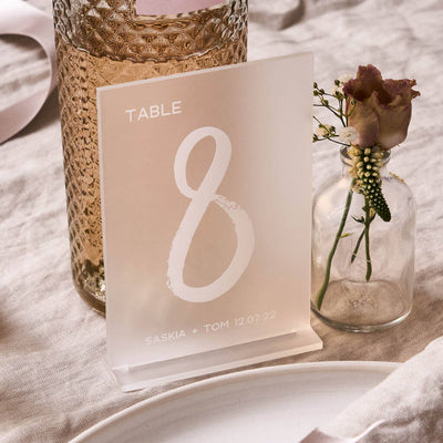 Personalised Frosted Wedding Table Numbers