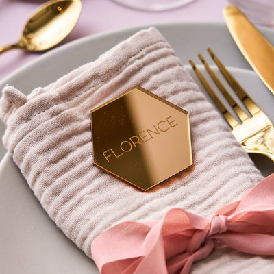 Personalised Gold Hexagon Wedding Place Setting