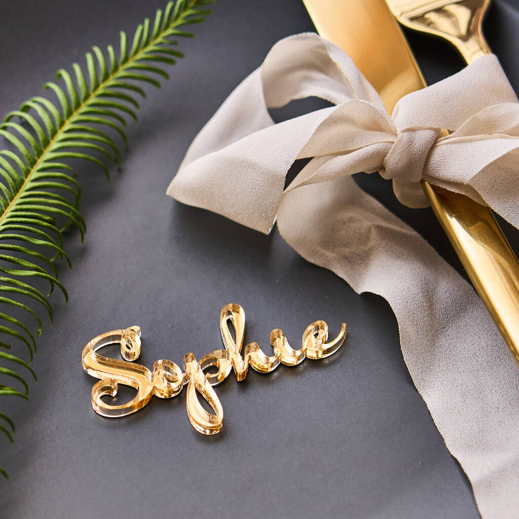 Personalised Gold Wedding Name Place Setting