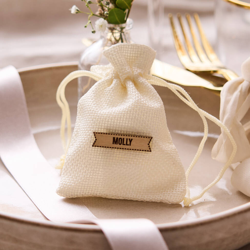 Personalised Ivory / Cream Wedding Favour Bag