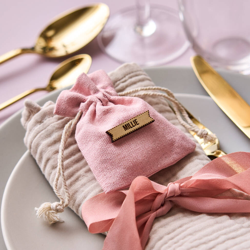 Personalised Pink Wedding Favour Bag