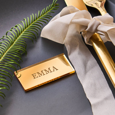 Personalised Mirror Gold Wedding Place Setting