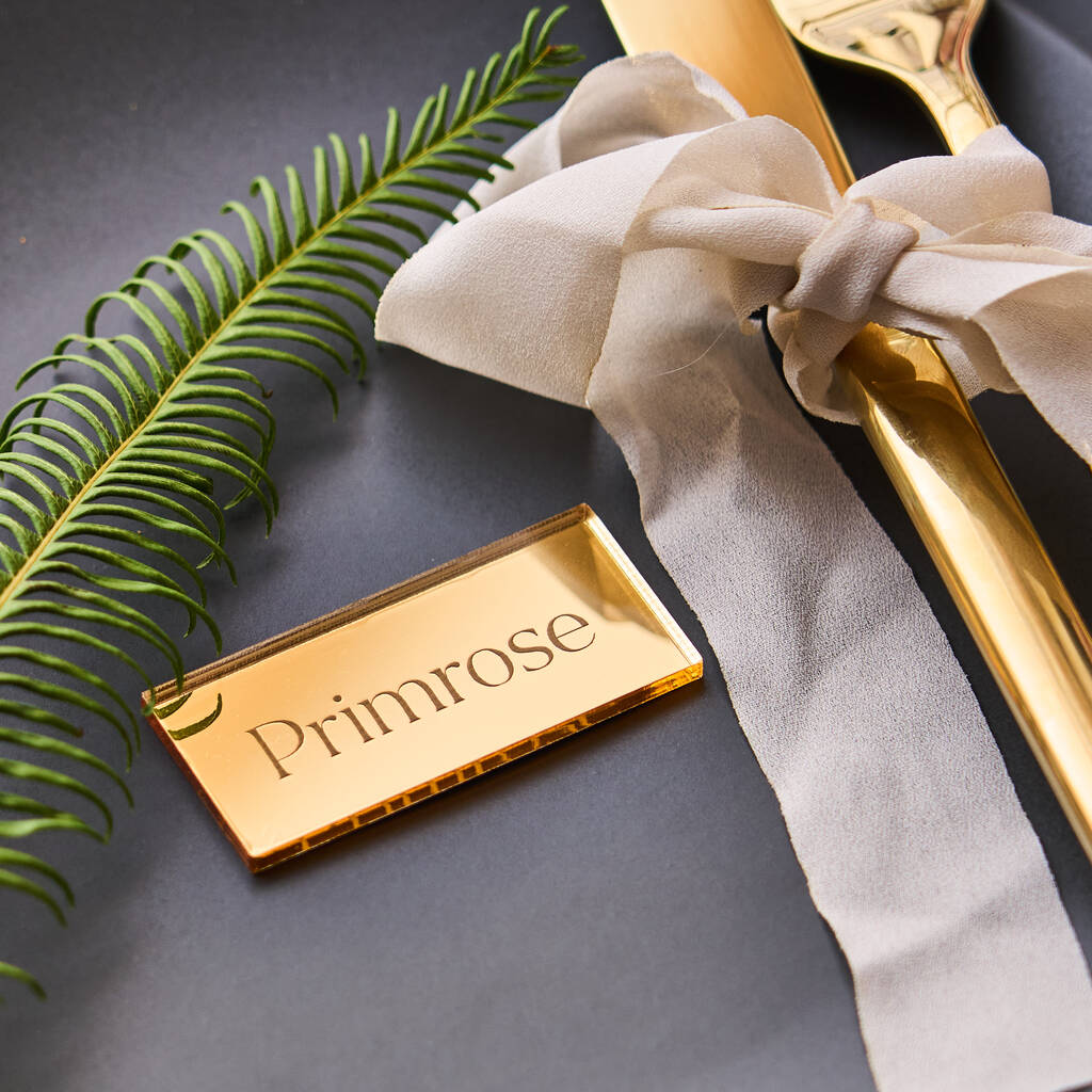 Personalised Mirror Gold Wedding Place Setting