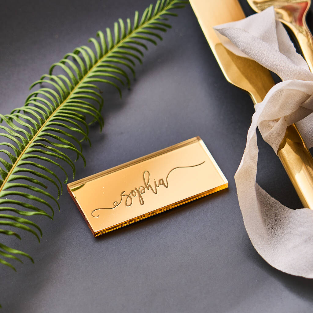 Personalised Mirror Gold Wedding Place Setting