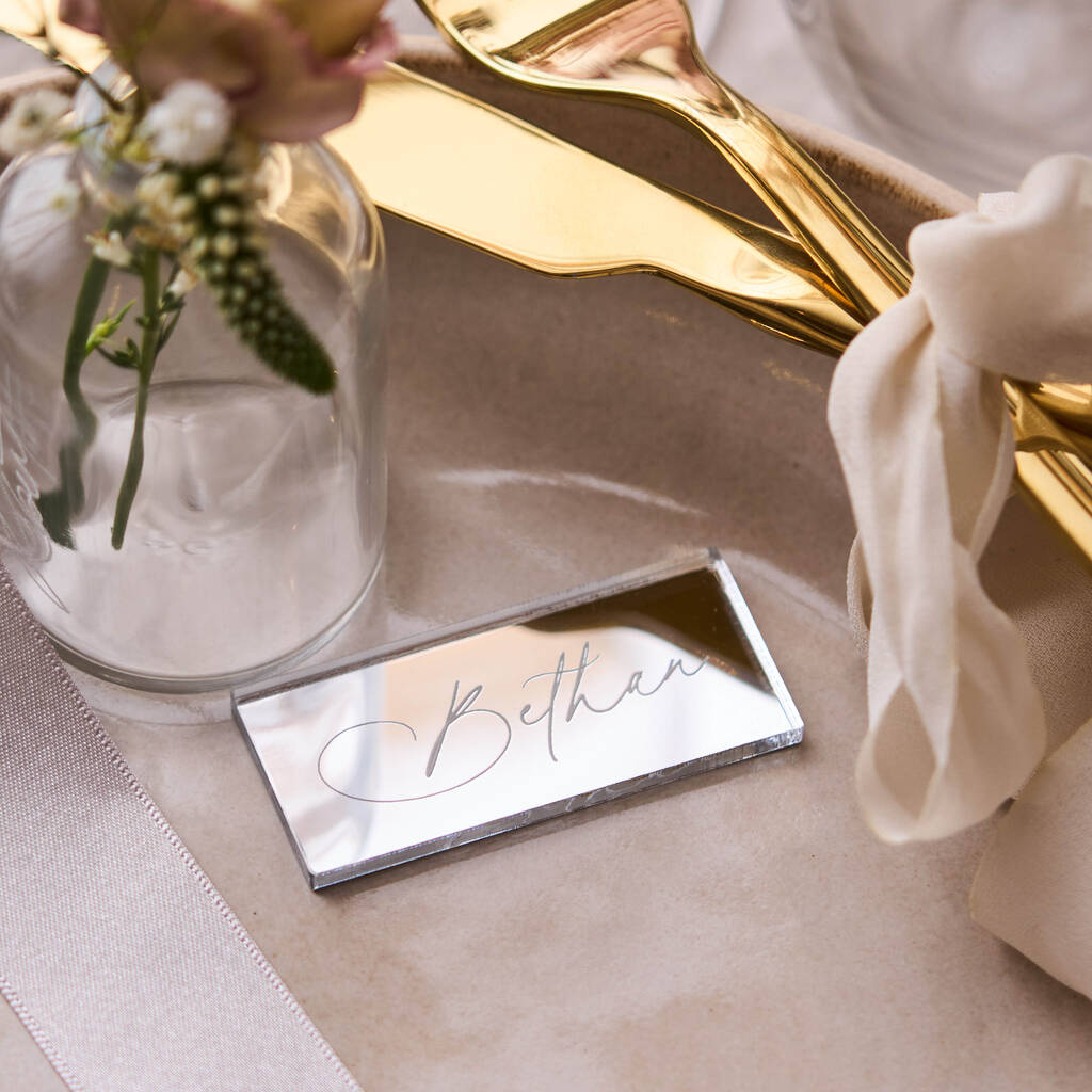 Personalised Mirror Silver Wedding Place Setting
