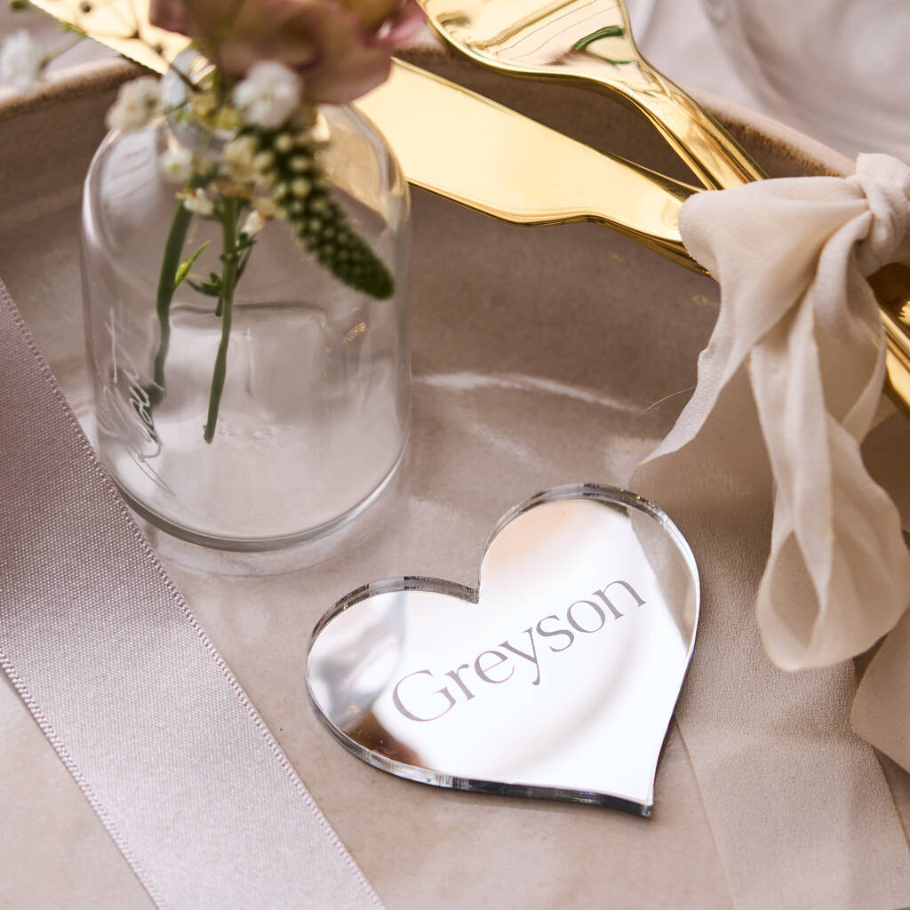 Personalised Silver Heart Wedding Place Setting