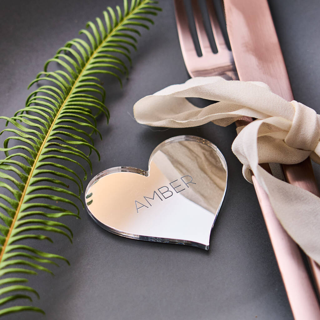Personalised Silver Heart Wedding Place Setting