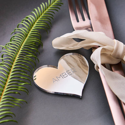 Personalised Silver Heart Wedding Place Setting