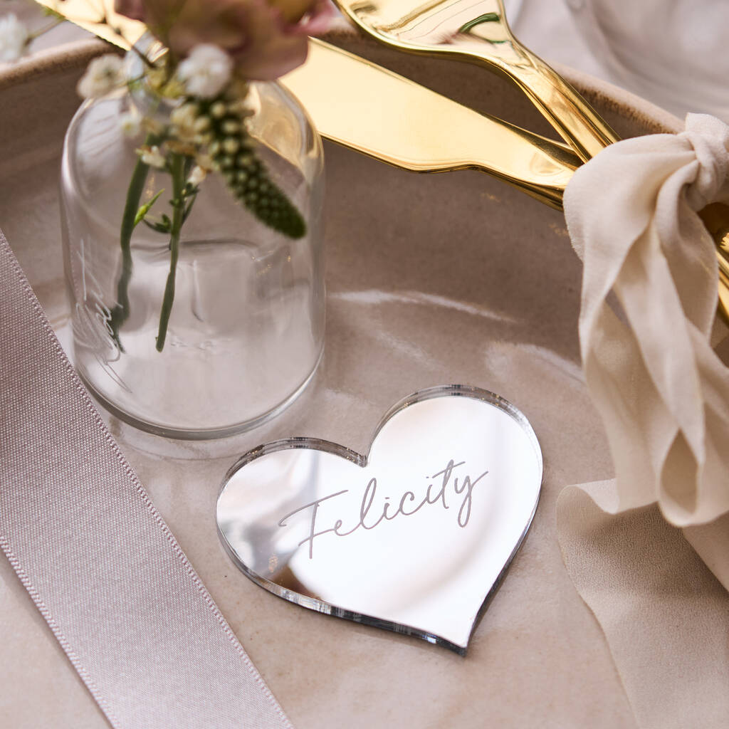 Personalised Silver Heart Wedding Place Setting