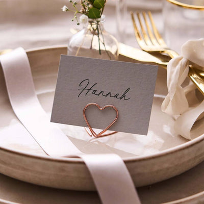 Rose Gold Heart Place Card Holders
