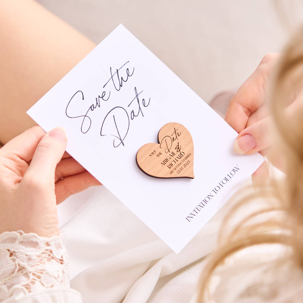 Save The Date Heart Magnet Card