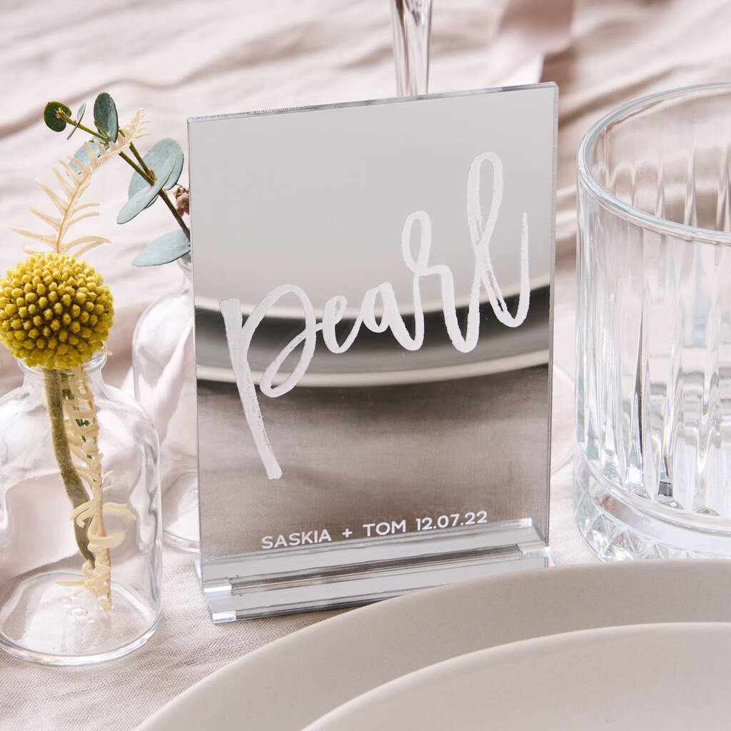 Silver Mirror Wedding Table Names