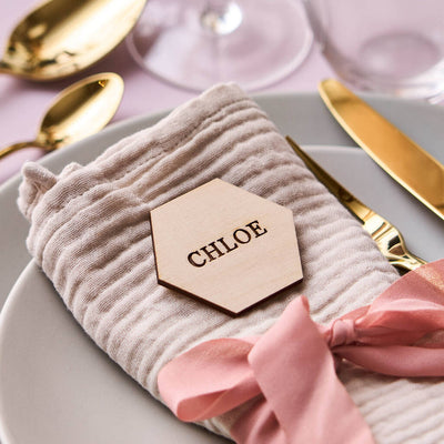Wooden Hexagon Wedding Place Setting