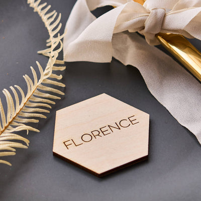 Wooden Hexagon Wedding Place Setting