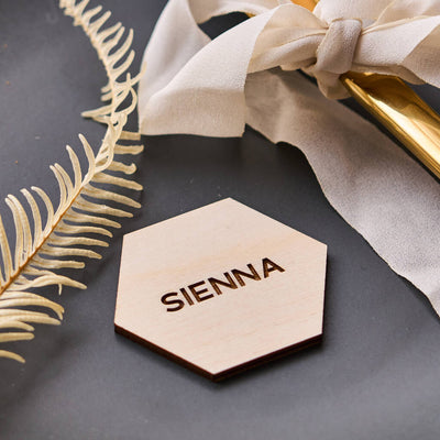 Wooden Hexagon Wedding Place Setting