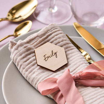 Wooden Hexagon Wedding Place Setting