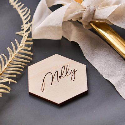 Wooden Hexagon Wedding Place Setting